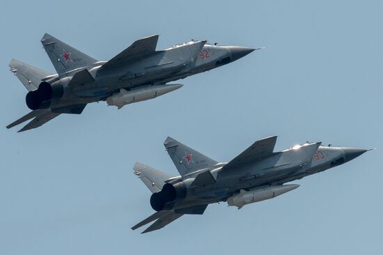 Rehearsal of Victory Day Parade flyovers