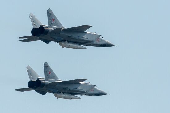 Rehearsal of Victory Day Parade flyovers