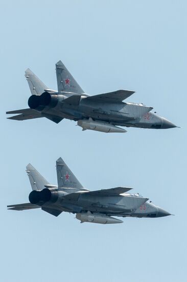 Rehearsal of Victory Day Parade flyovers