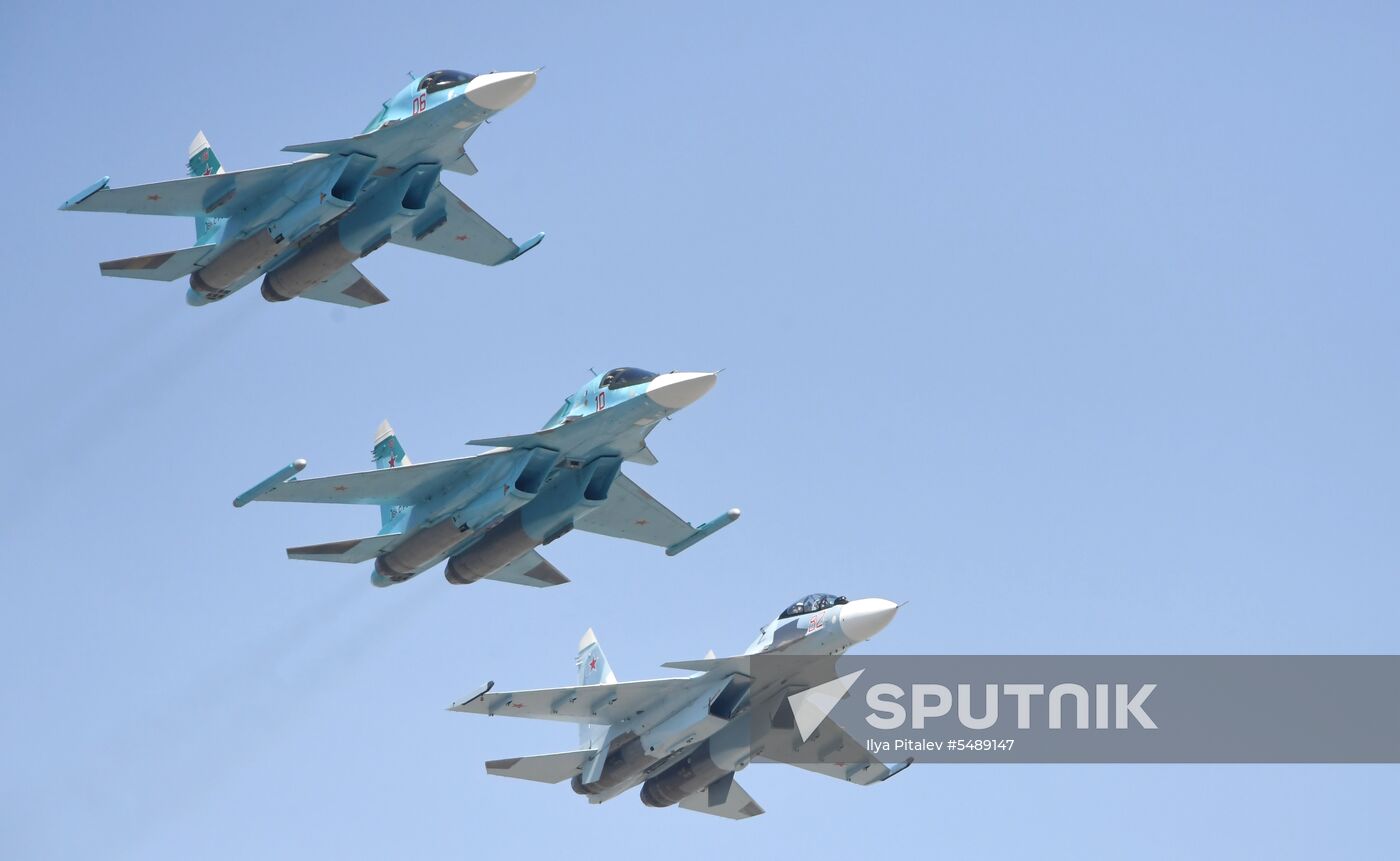 Rehearsal of Victory Day Parade flyovers