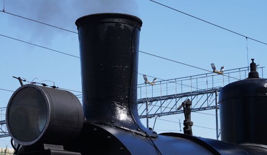 Arrival of Military Echelon retro train in Saratov
