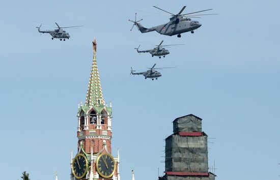 Rehearsal of Victory Day Parade flyovers