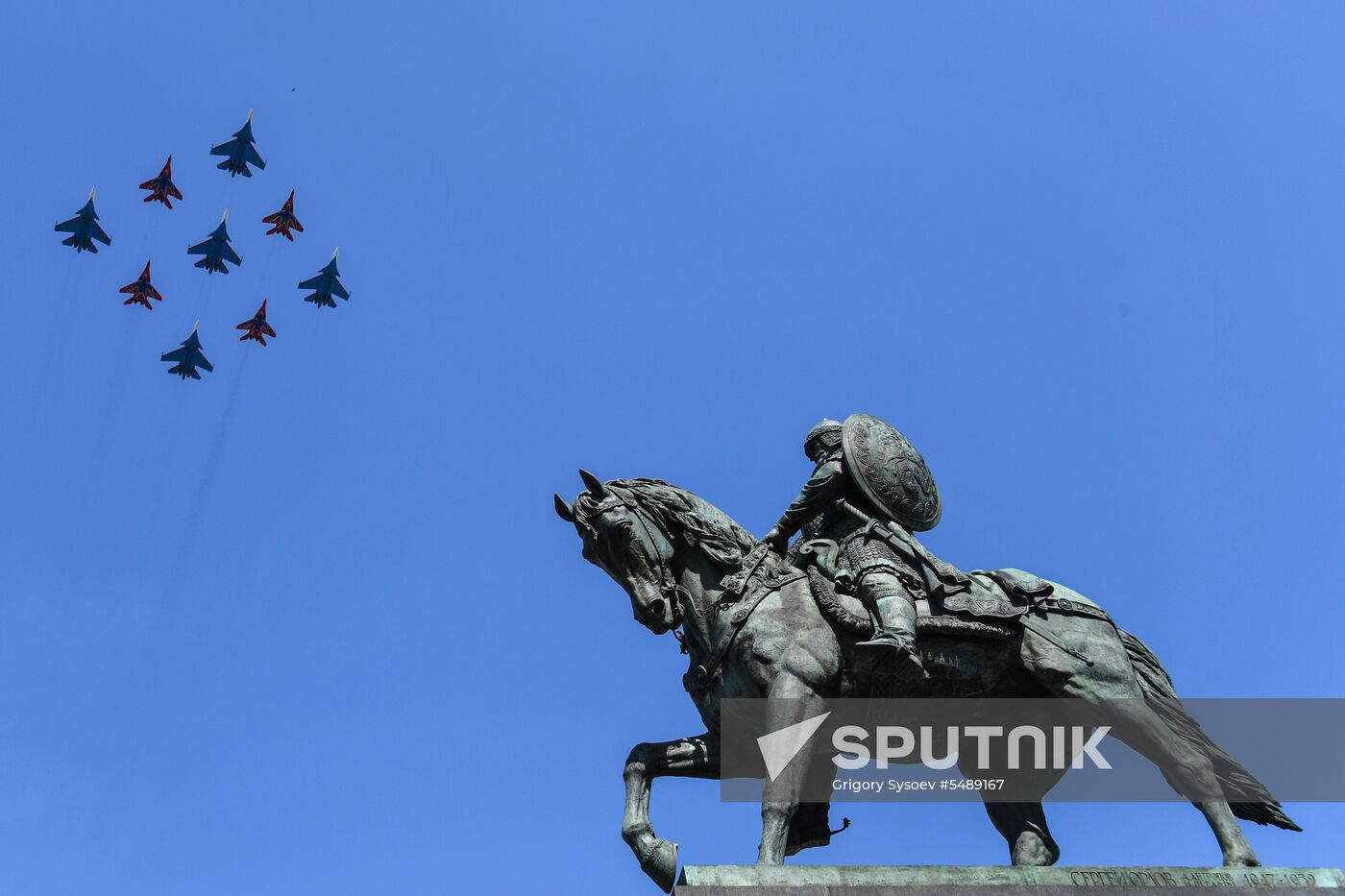 Rehearsal of Victory Day Parade flyovers