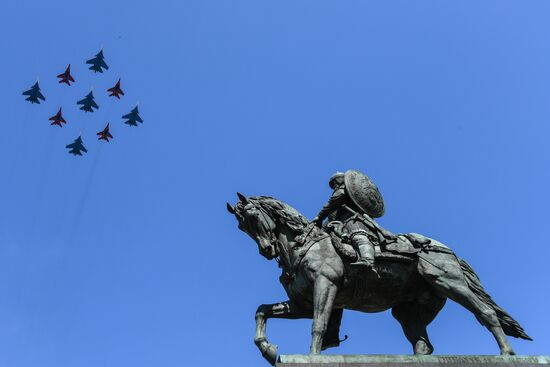 Rehearsal of Victory Day Parade flyovers