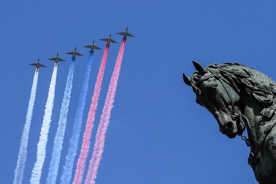 Rehearsal of Victory Day Parade flyovers