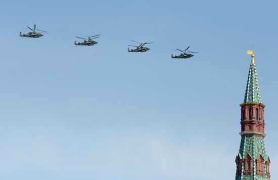 Rehearsal of Victory Day Parade flyovers