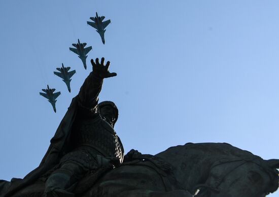 Rehearsal of Victory Day Parade flyovers
