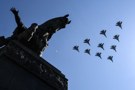 Rehearsal of Victory Day Parade flyovers