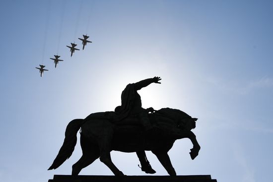 Rehearsal of Victory Day Parade flyovers