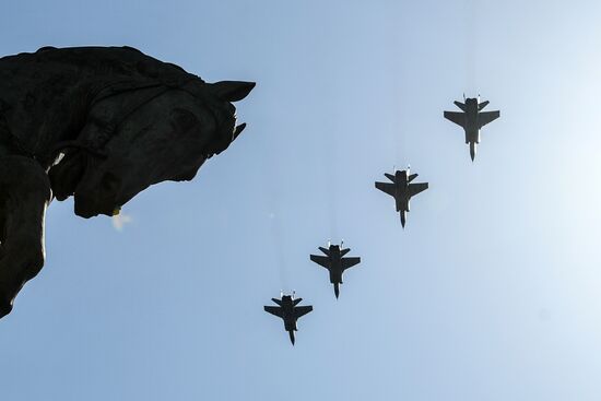 Rehearsal of Victory Day Parade flyovers