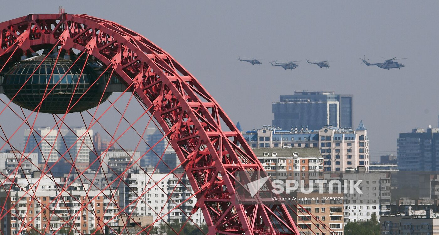 Rehearsal of Victory Day Parade flyovers