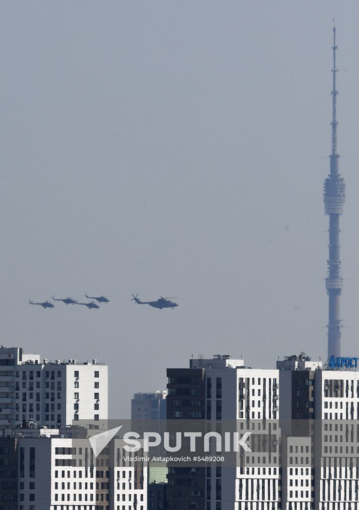 Rehearsal of Victory Day Parade flyovers