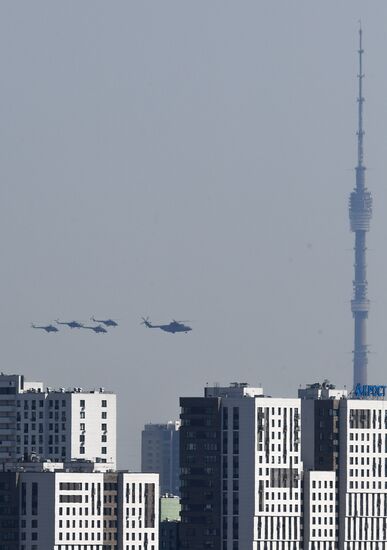 Rehearsal of Victory Day Parade flyovers