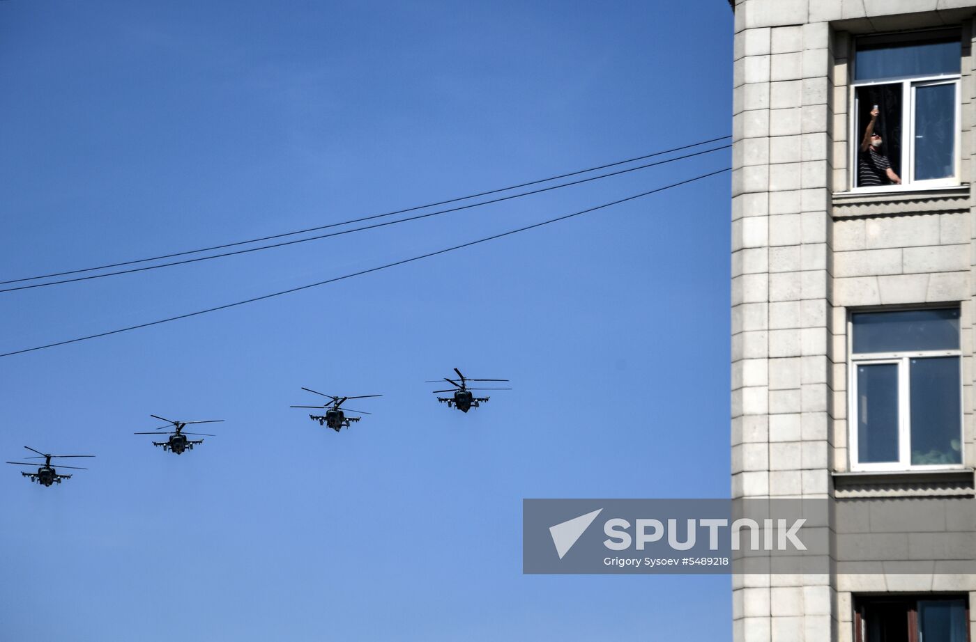 Rehearsal of Victory Day Parade flyovers