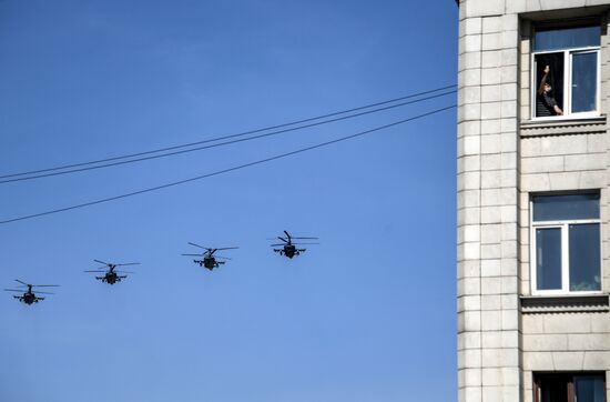 Rehearsal of Victory Day Parade flyovers