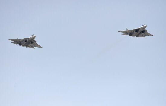 Rehearsal of Victory Day Parade flyovers