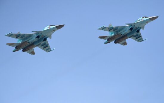 Rehearsal of Victory Day Parade flyovers