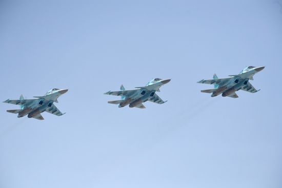 Rehearsal of Victory Day Parade flyovers
