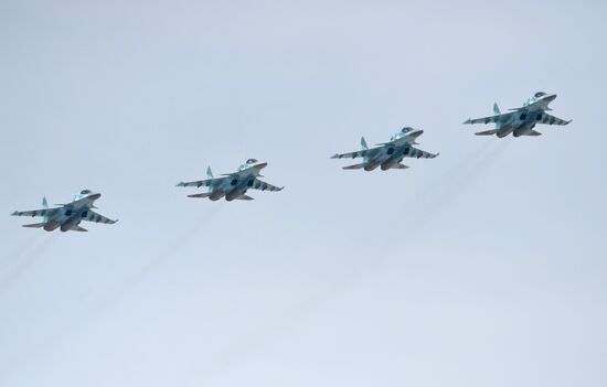 Rehearsal of Victory Day Parade flyovers