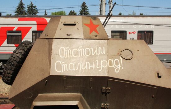 Arrival of Military Echelon retro train in Saratov