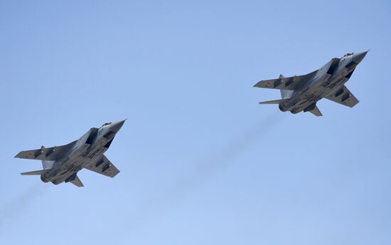 Rehearsal of Victory Day Parade flyovers