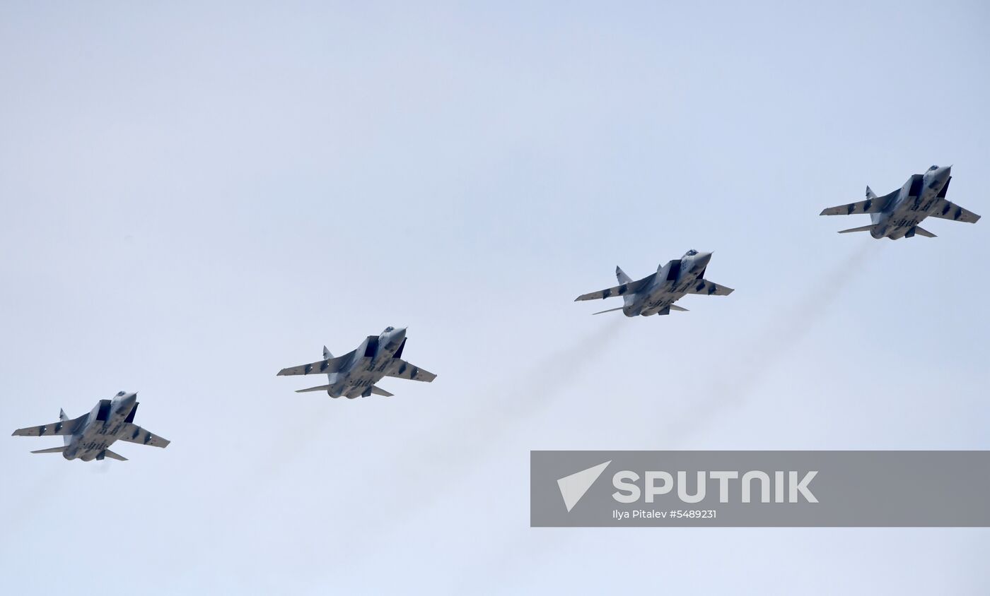 Rehearsal of Victory Day Parade flyovers