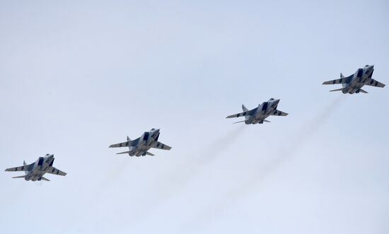 Rehearsal of Victory Day Parade flyovers