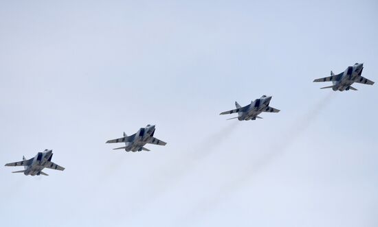Rehearsal of Victory Day Parade flyovers