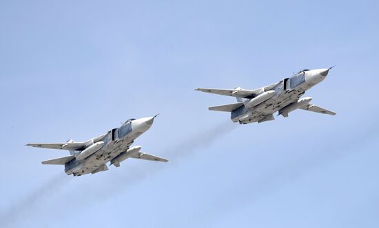 Rehearsal of Victory Day Parade flyovers