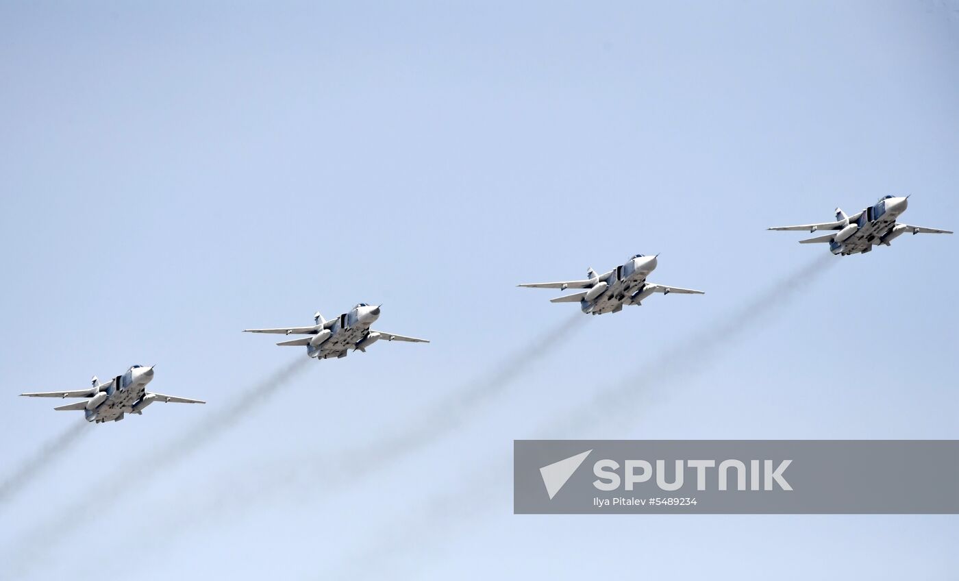 Rehearsal of Victory Day Parade flyovers