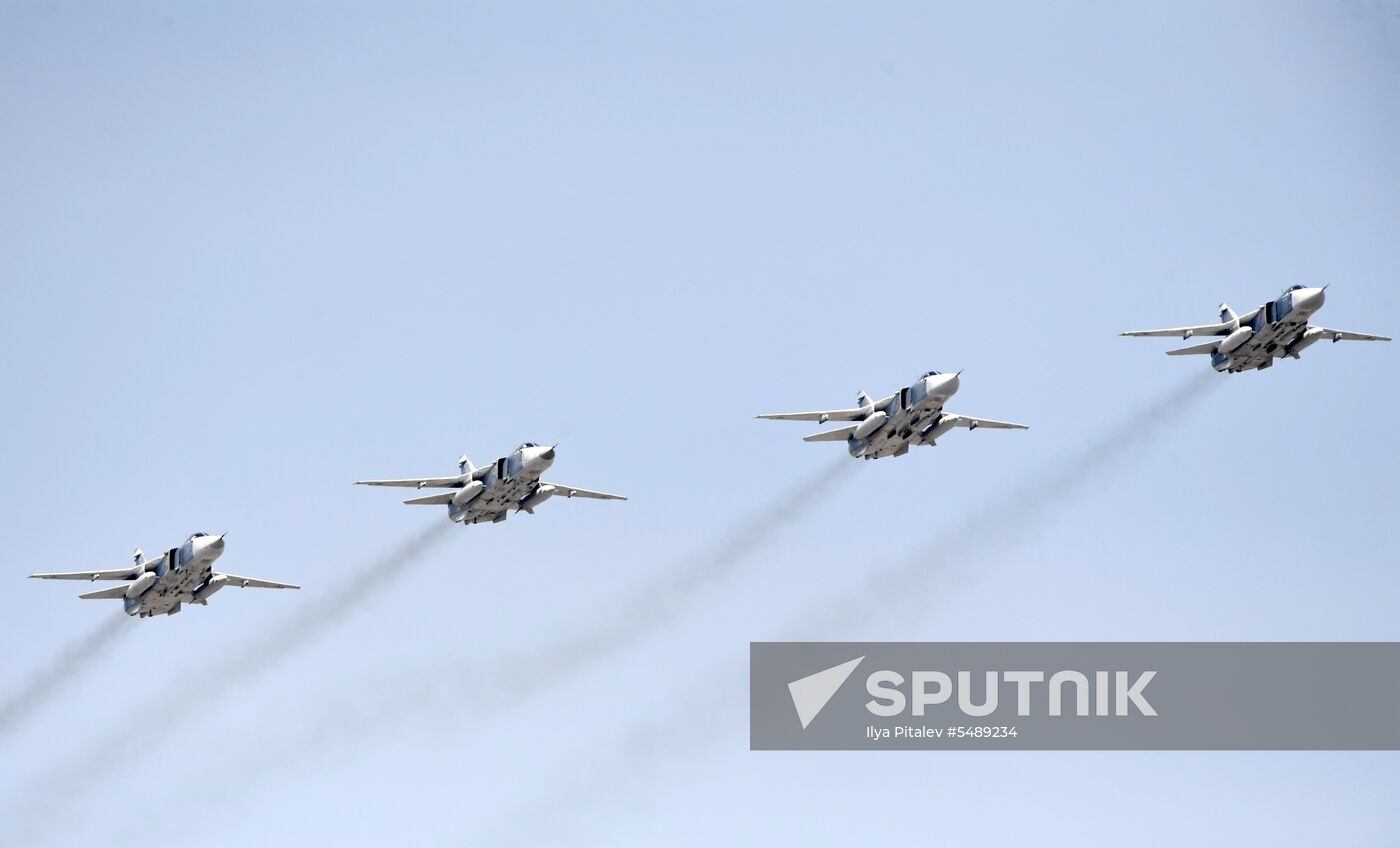Rehearsal of Victory Day Parade flyovers