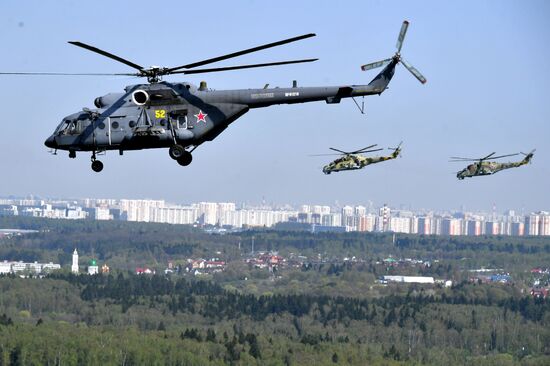 Rehearsal of Victory Day Parade flyovers