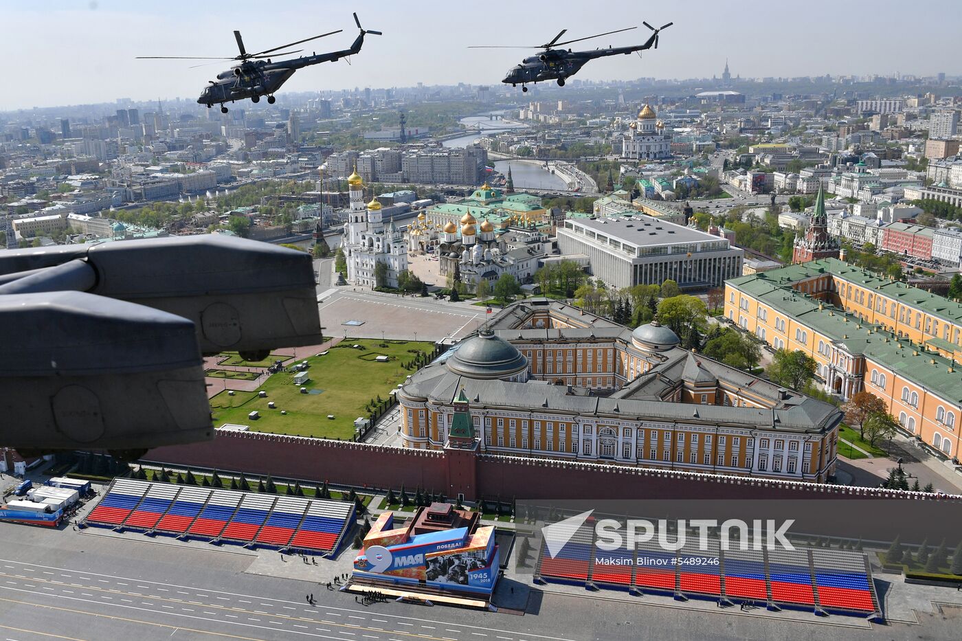 Rehearsal of Victory Day Parade flyovers