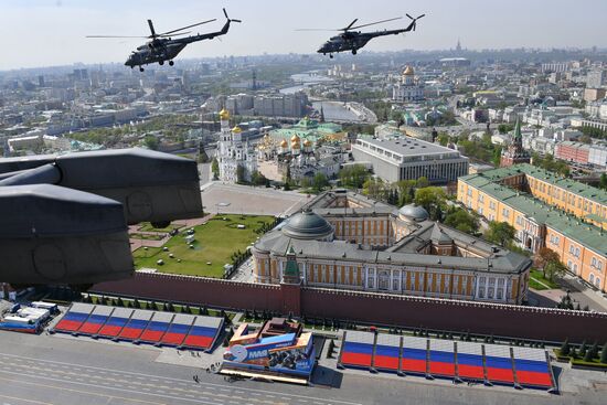 Rehearsal of Victory Day Parade flyovers