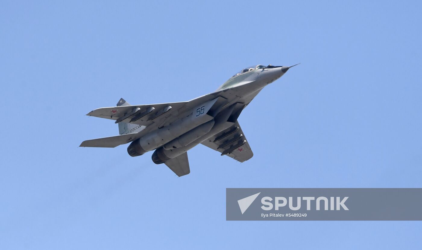 Rehearsal of Victory Day Parade flyovers
