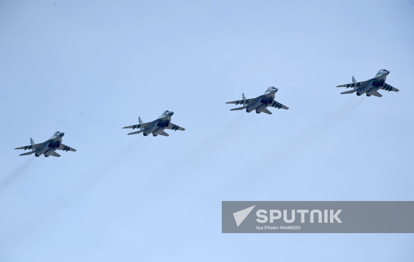 Rehearsal of Victory Day Parade flyovers