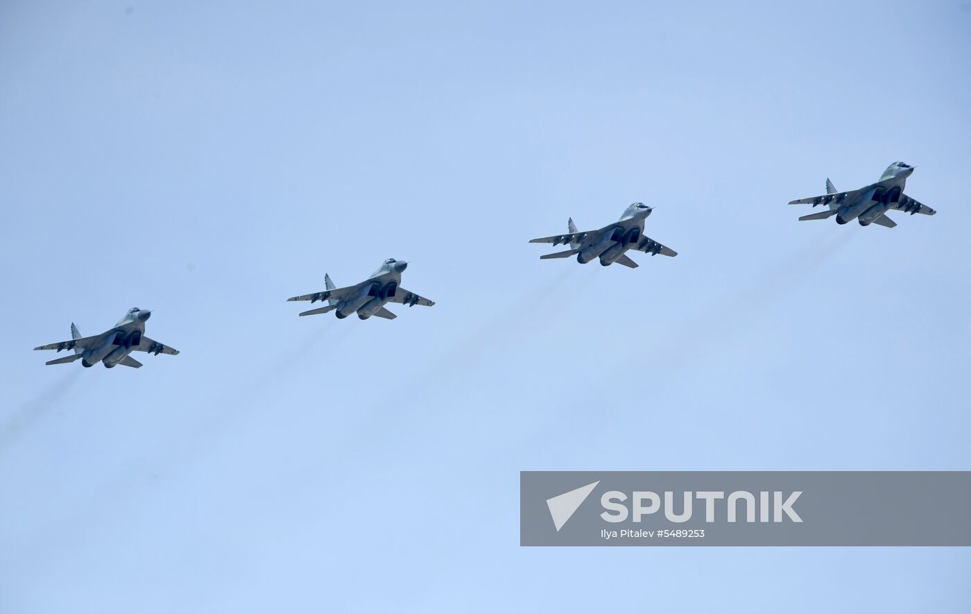 Rehearsal of Victory Day Parade flyovers