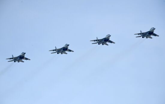 Rehearsal of Victory Day Parade flyovers