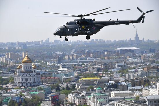 Rehearsal of Victory Day Parade flyovers