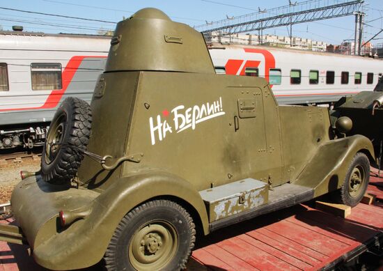 Arrival of Military Echelon retro train in Saratov