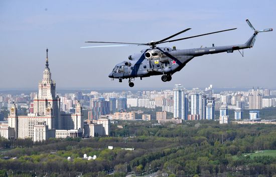 Rehearsal of Victory Day Parade flyovers