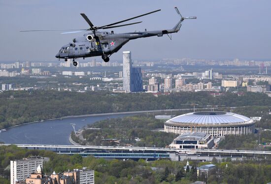 Rehearsal of Victory Day Parade flyovers