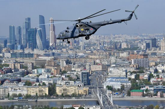 Rehearsal of Victory Day Parade flyovers