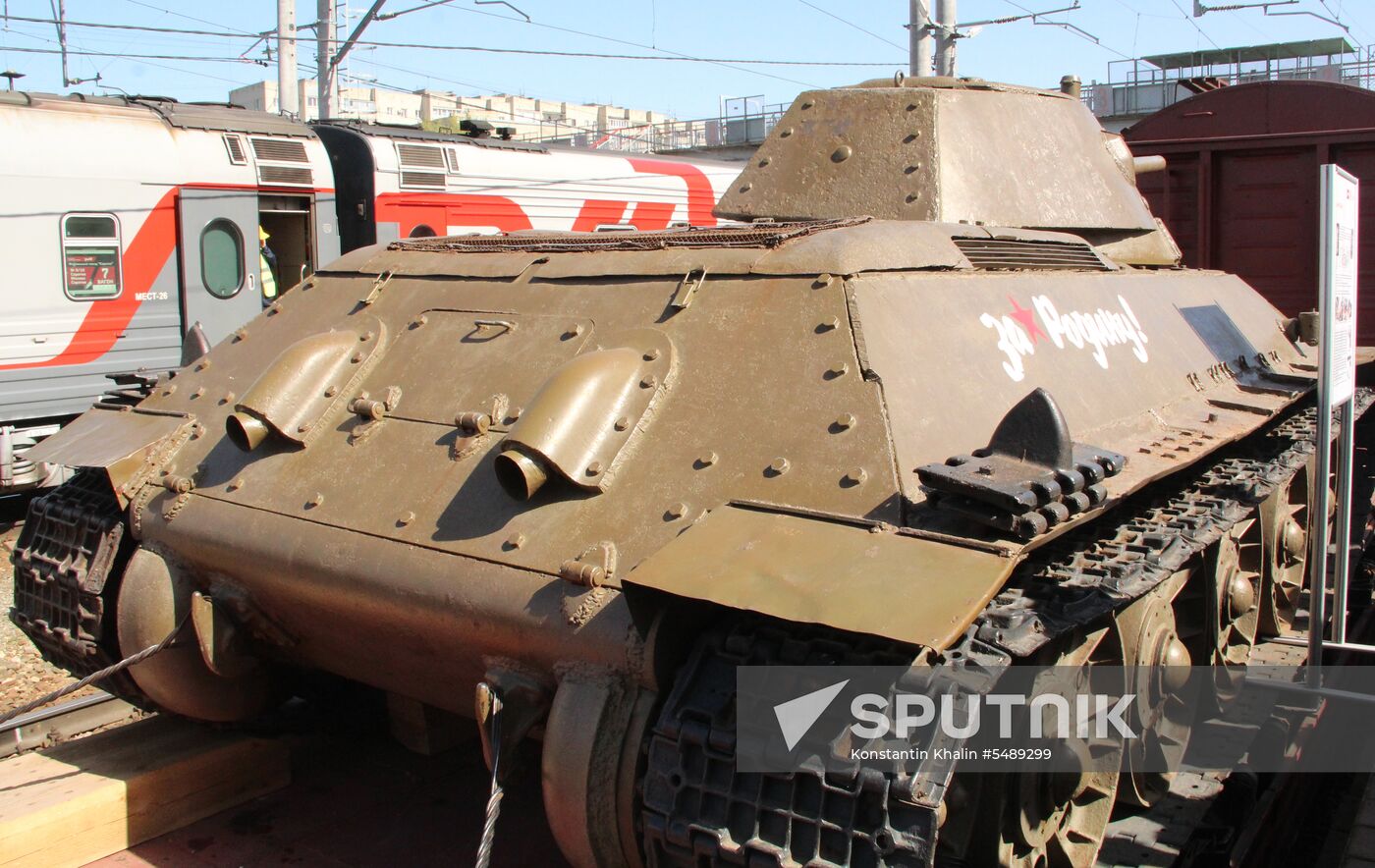 Arrival of Military Echelon retro train in Saratov