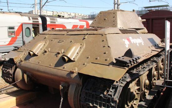 Arrival of Military Echelon retro train in Saratov