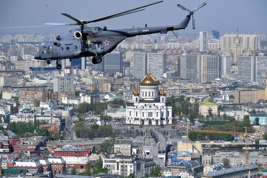 Rehearsal of Victory Day Parade flyovers