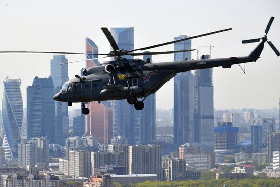 Rehearsal of Victory Day Parade flyovers