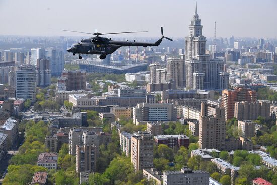 Rehearsal of Victory Day Parade flyovers