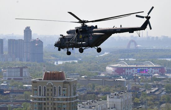 Rehearsal of Victory Day Parade flyovers