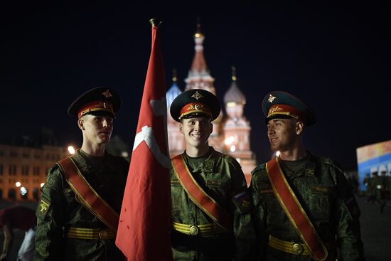 Night rehearsal of Victory Parade on Red Square